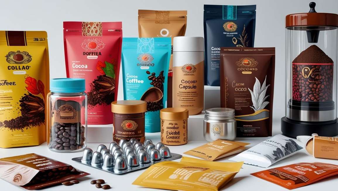 Упаковки какао, кофе и чая