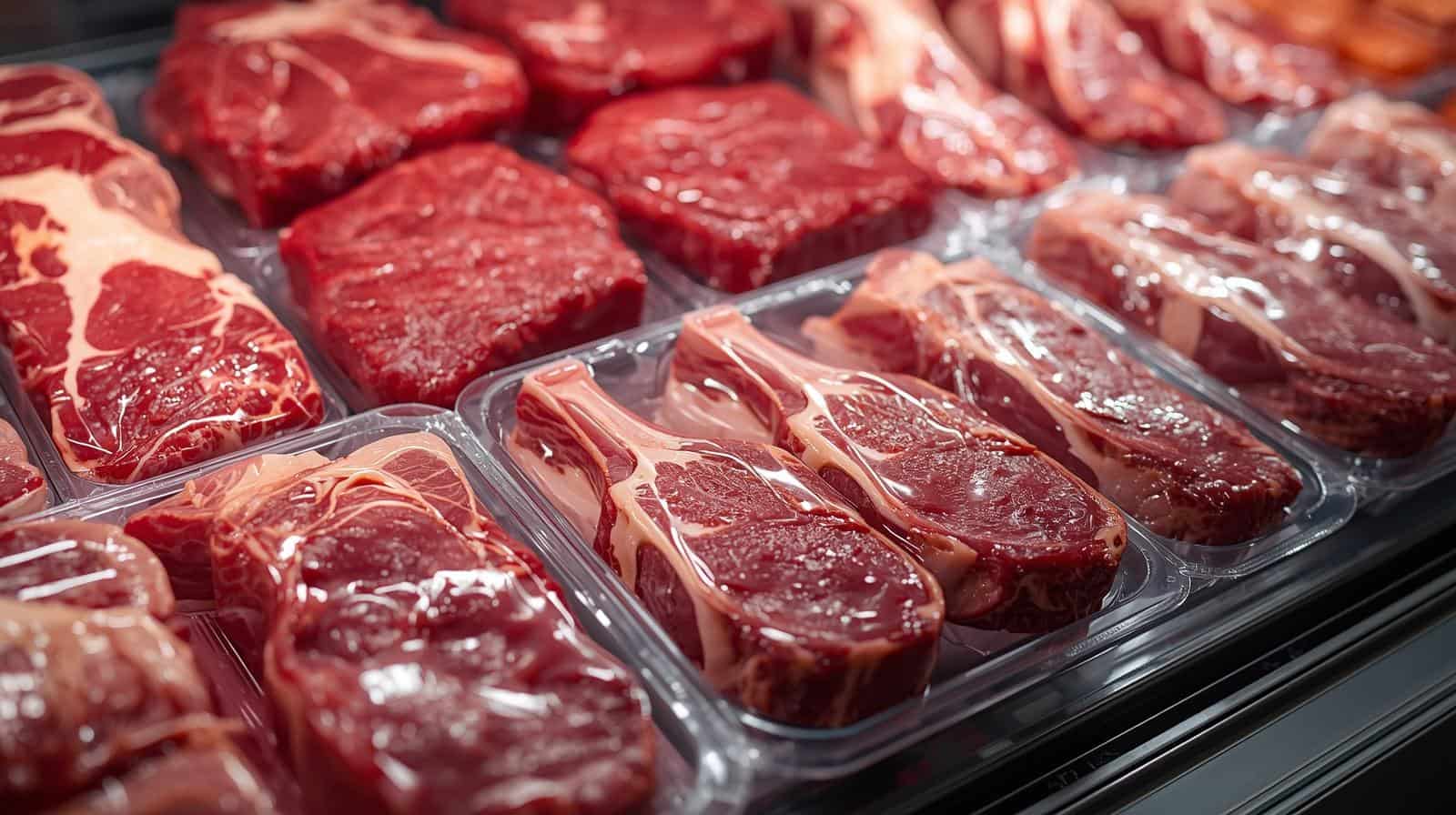 Мясо на прилавке в магазине